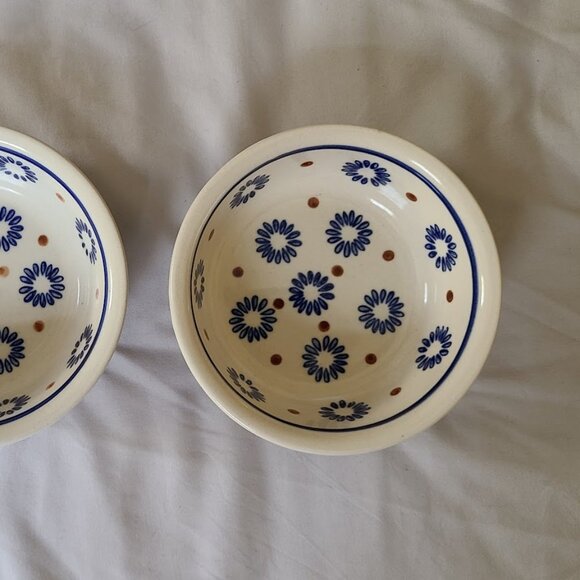 2 Polish Pottery Condiment Dessert Bowls 2 Matching - Picture 5 of 8